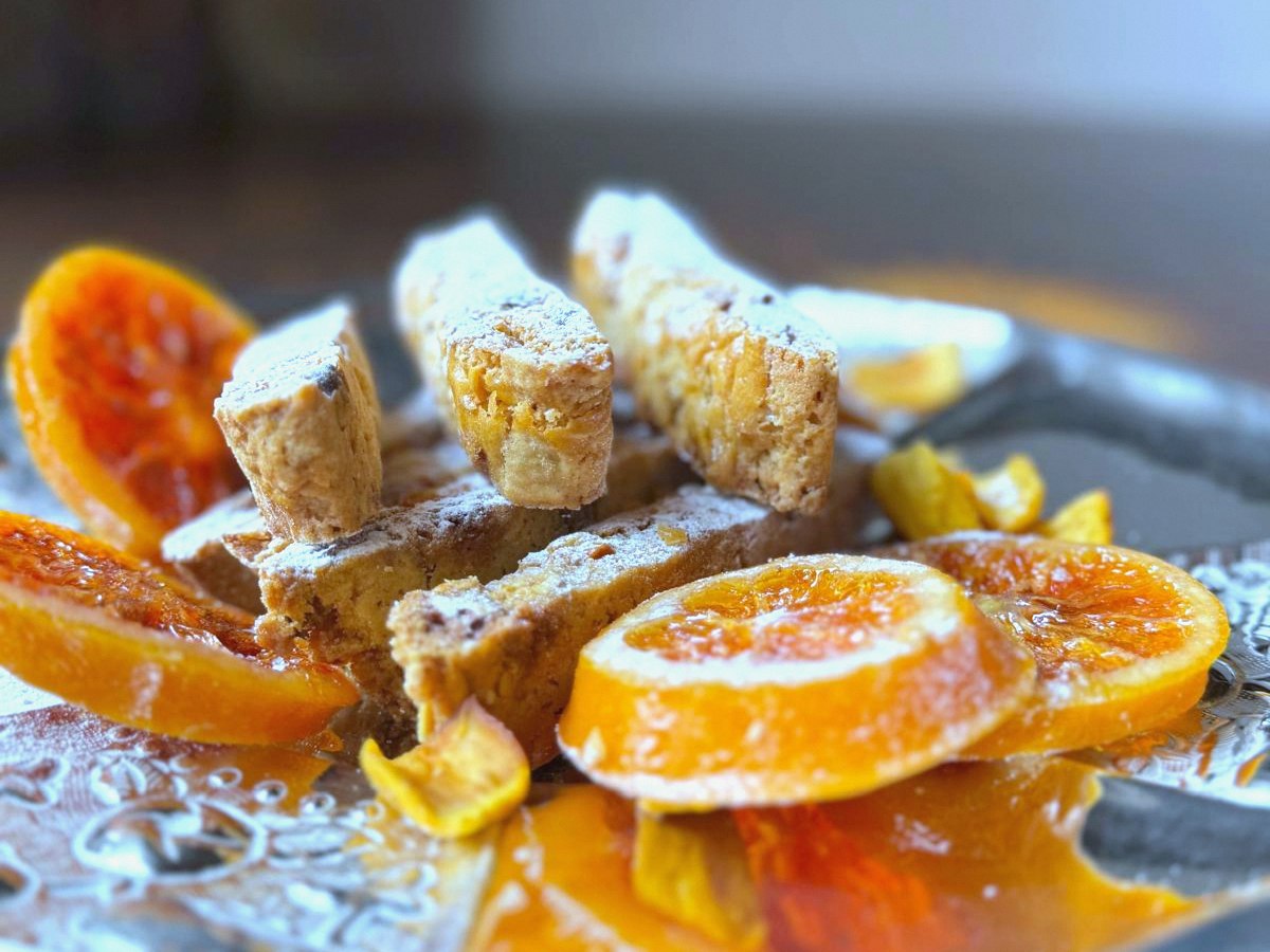 Photographs page: biscotti and candied orange